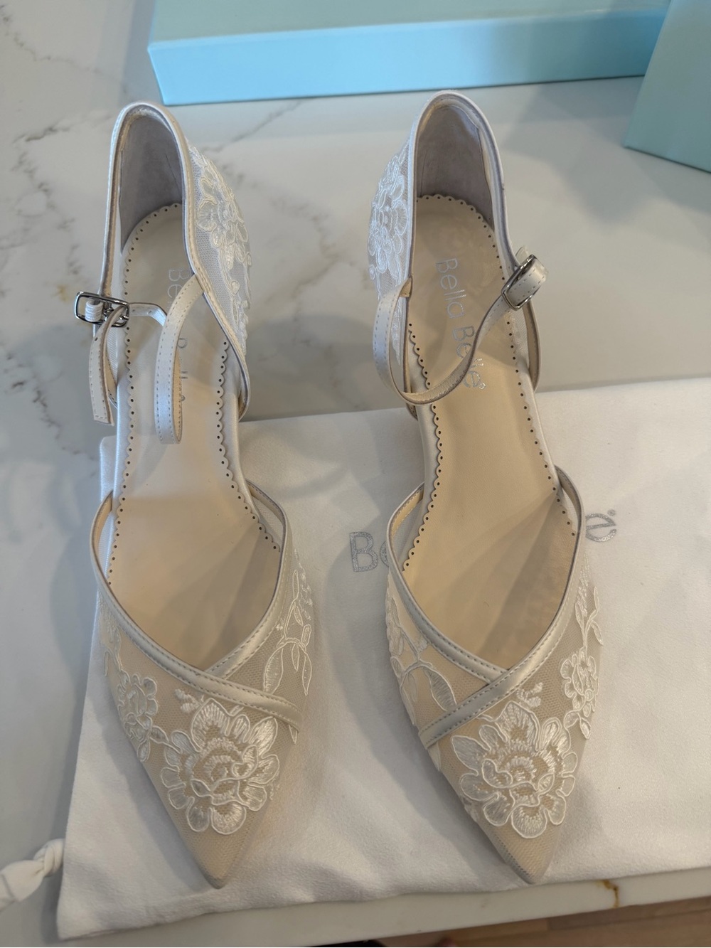 2.5 Inch Bridal Heels by Bella Belle Shoes Size 6.5 - NEVER WORN